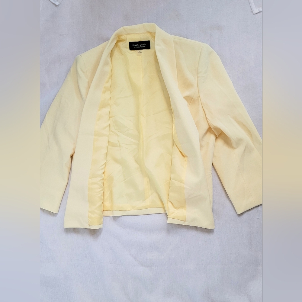 NWOT! Posh Butter Yellow Black Label Formal Women's Lined Open Spring Blazer 10 - Picture 8 of 17